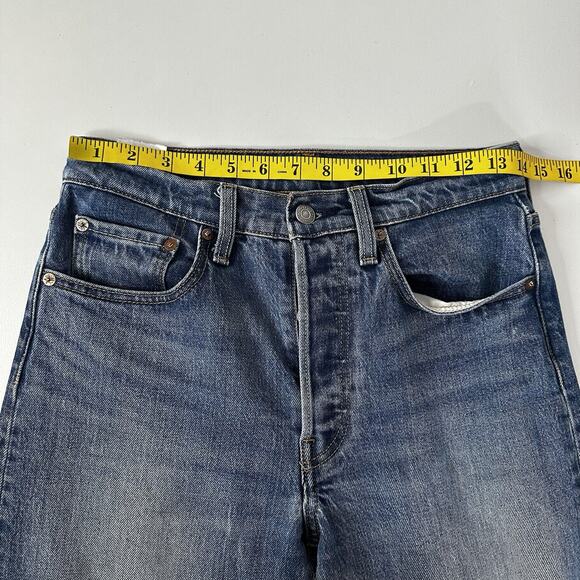Levis 501 Jeans Womens 26 Blue Skinny High Rise Raw Hem Button Fly Ripped Knee - Picture 13 of 16
